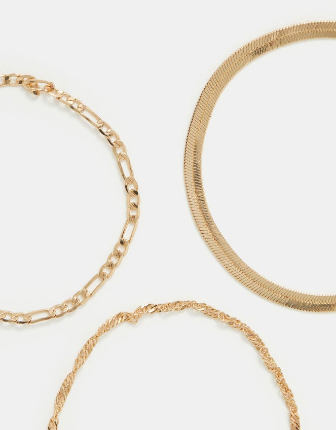 3-Pack Delicate Chain Bracelets, Gold (GOLD), large
