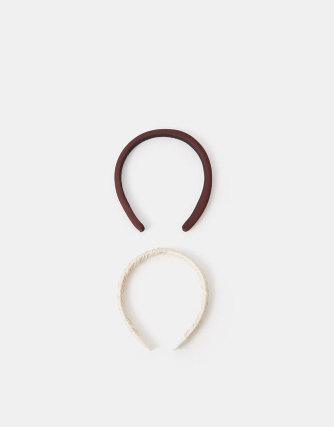 2-Pack Slim Headbands, Brown (CHOCOLATE), large