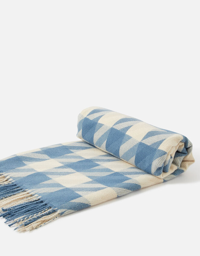 Oversized Dogtooth Jaquard Throw, Blue (BLUE), large