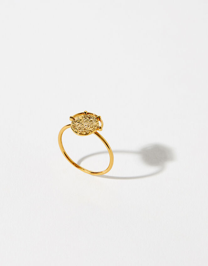 Gold-Plated Amulet Coin Ring, Gold (GOLD), large