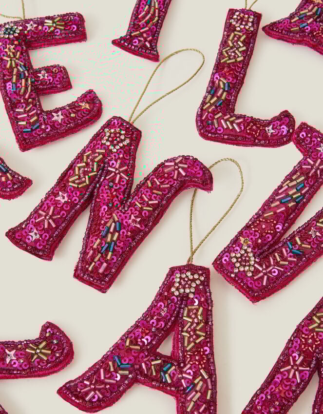 Embellished Initial Hanging Decoration, Pink (PINK), large