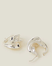 Sterling Silver-Plated Chunky Twist Hoops, , large