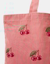 Cherry Stripe Shopper Bag, , large