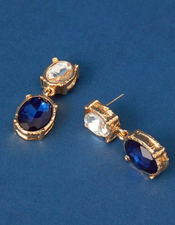 Oval Statement Short Drop Earrings Blue, Blue (BLUE), large