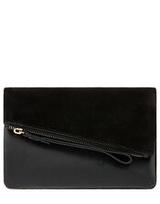 Leather Foldover Pouch, Black (BLACK), large