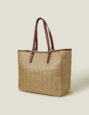 Large Metallic Raffia Shopper Bag, , large