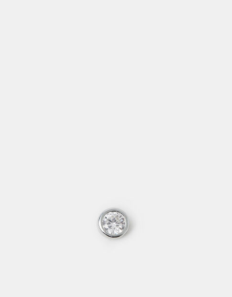 Sterling Silver Cubic Zirconia Flatback Stud, , large