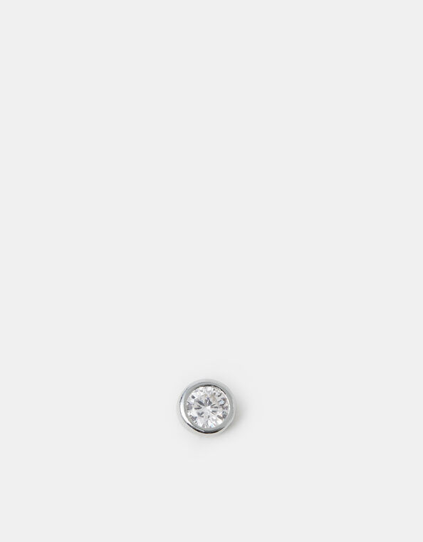 Sterling Silver Cubic Zirconia Flatback Stud, , large