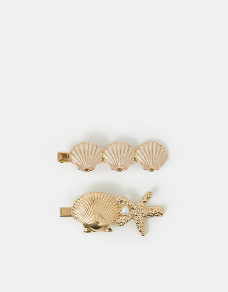 2-Pack Shell Hair Clips, , large