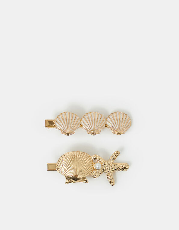 2-Pack Shell Hair Clips, , large