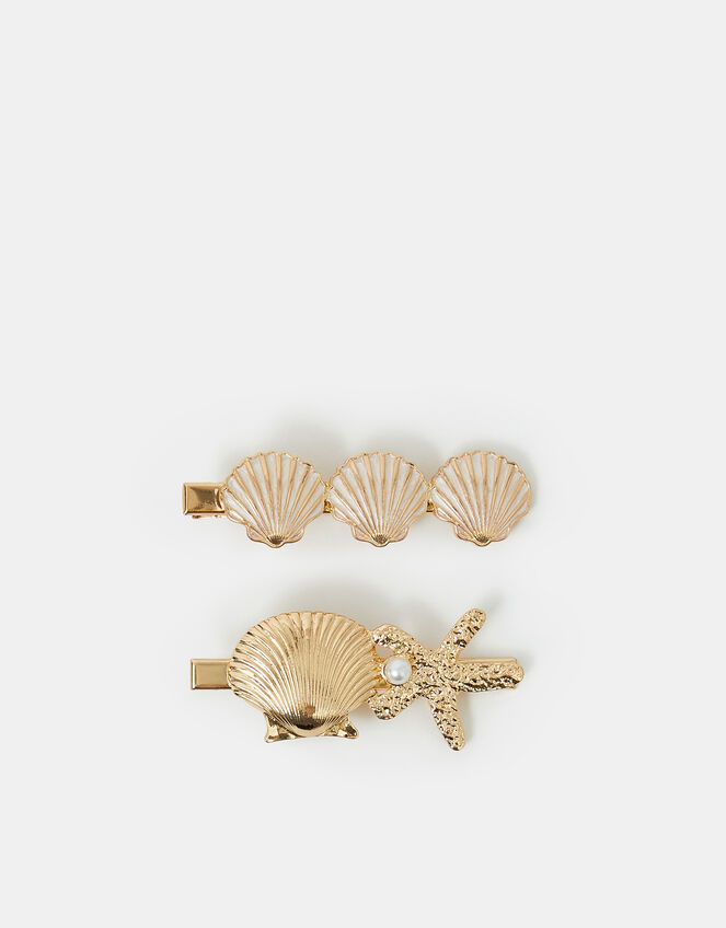 2-Pack Shell Hair Clips, , large