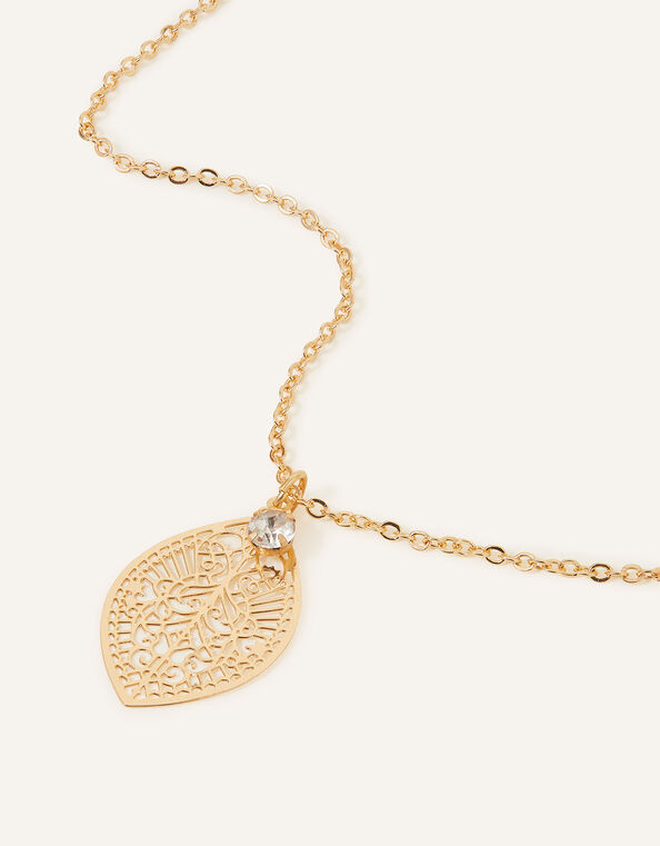 Filigree Leaf Pendant Necklace, , large