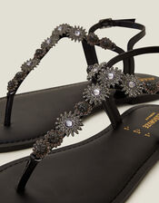Rome Embellished Sandals, Black (BLACK), large