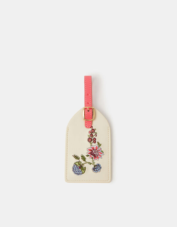 Floral Embroidered Luggage Tag, , large
