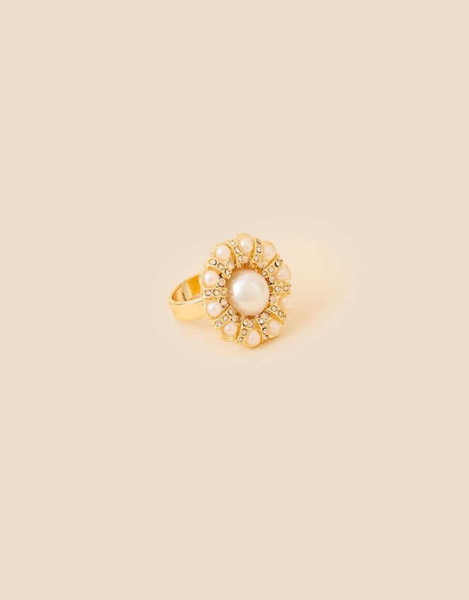 Statement Pearl Halo Ring, Cream (PEARL), large