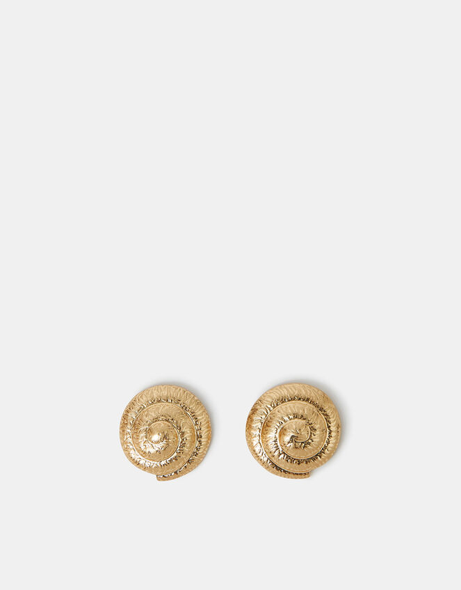 Brushed Swirl Statement Earrings Gold, , large