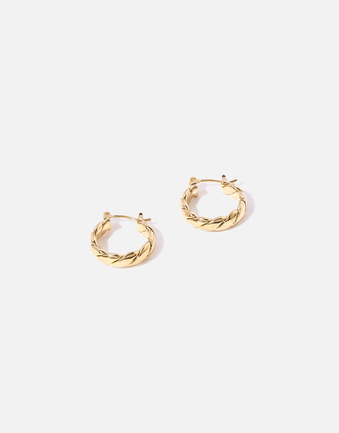Gold-Plated Heirloom Chunky Twist Hoops, , large