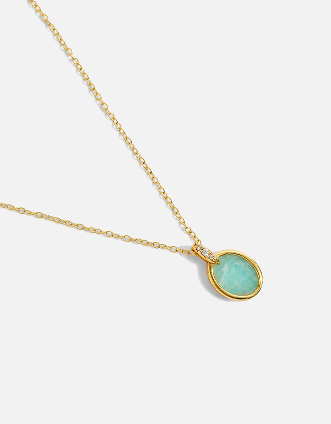 14ct Gold-Plated Healing Stone Amazonite Necklace, , large