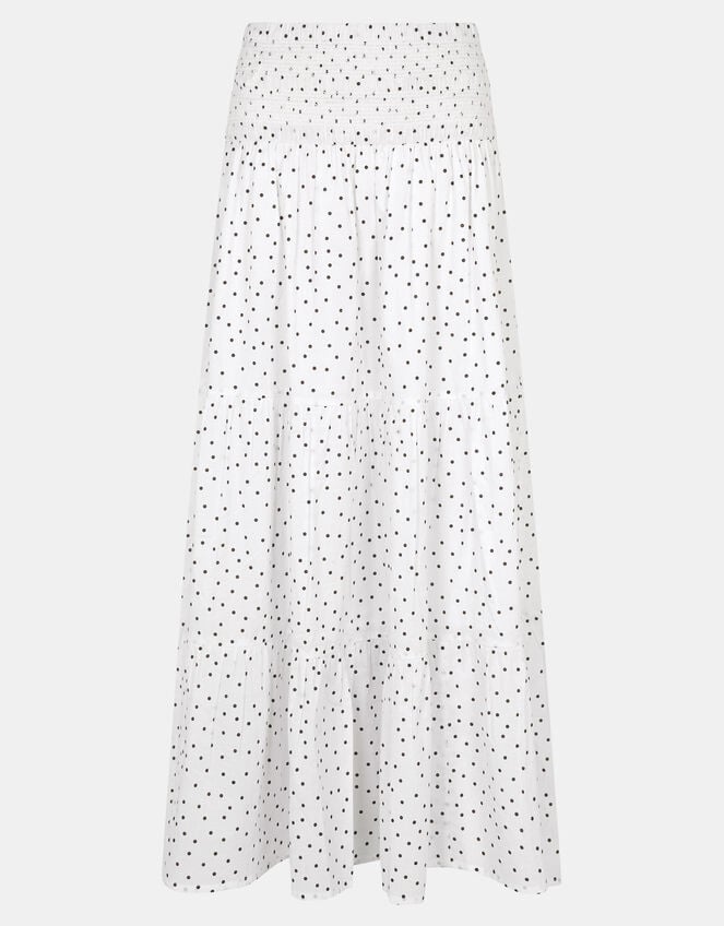 Polka Dot Tiered Maxi Skirt, Ivory (IVORY), large
