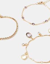 3-Pack Mix Gemstone Chain Bracelets, , large