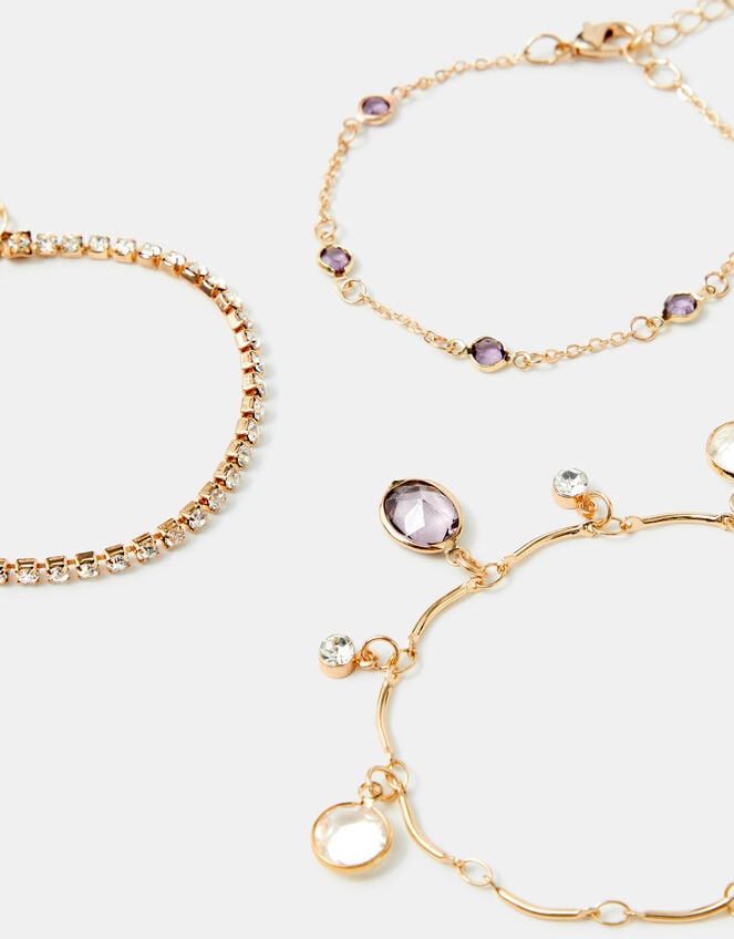 3-Pack Mix Gemstone Chain Bracelets, , large