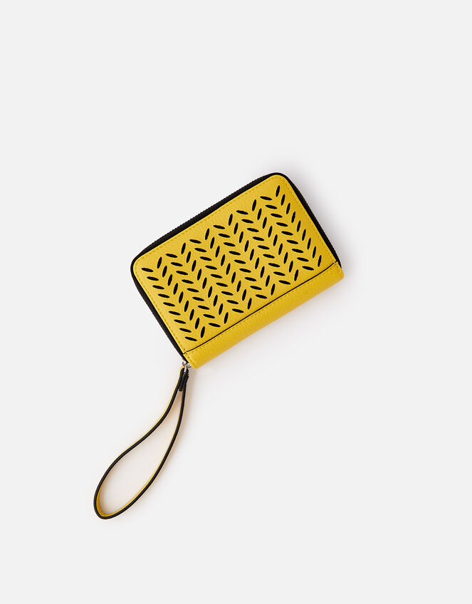 Cut-Out Pattern Zip Wallet, Yellow (YELLOW), large