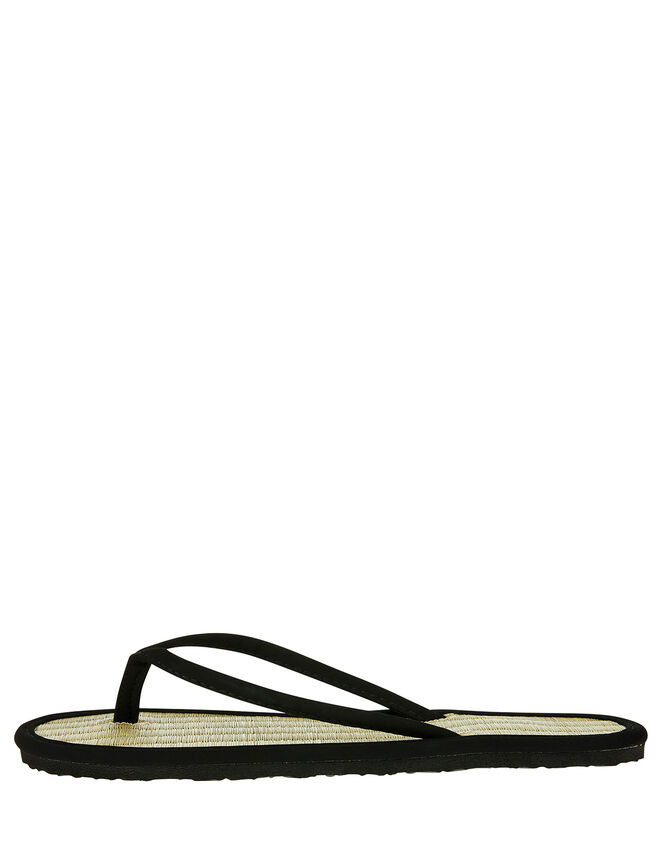 Plain Seagrass Flip Flops, Black (BLACK), large