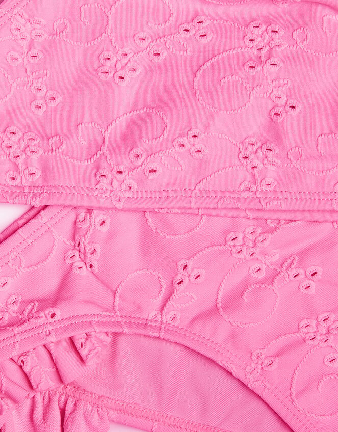 Girls Ruffle Broderie Bikini Set, Pink (PALE PINK), large