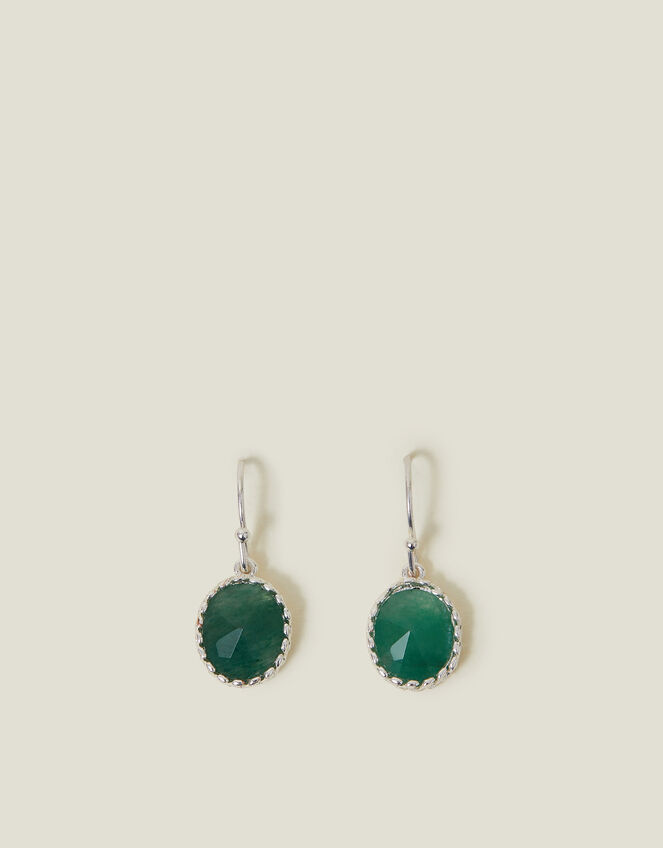 Sterling Silver-Plated Amazonite Stone Drop Earrings, , large