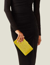 Beaded Hardcase Clutch Bag, Green (LIME), large