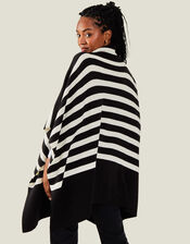Stripe Roll Neck Poncho, Black (BLACK WHITE), large