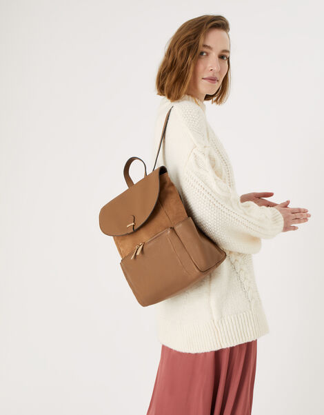 Melody Leather Backpack Tan, Tan (TAN), large