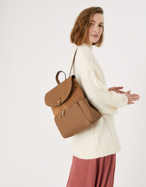 Melody Leather Backpack, Tan (TAN), large