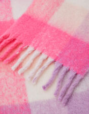 Girls Check Blanket Scarf, , large