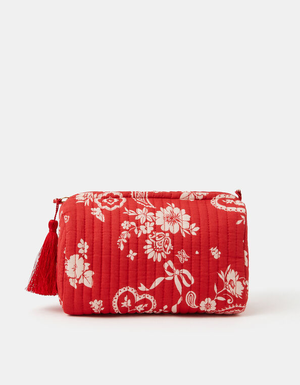 Paisley Heart Quilted Make Up Bag, , large