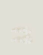2-Pack Gem Flower Clips, Ivory (IVORY), large