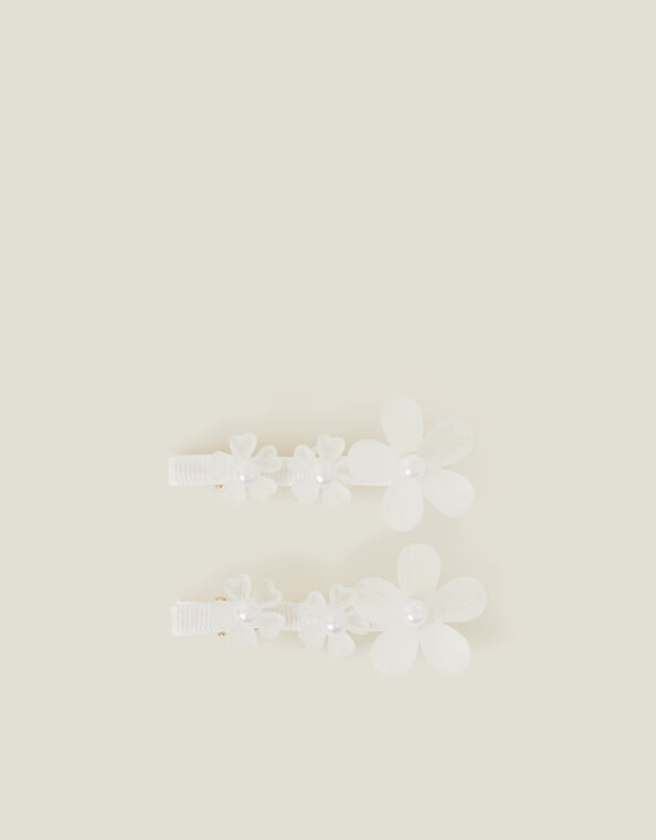 2-Pack Gem Flower Clips, Ivory (IVORY), large