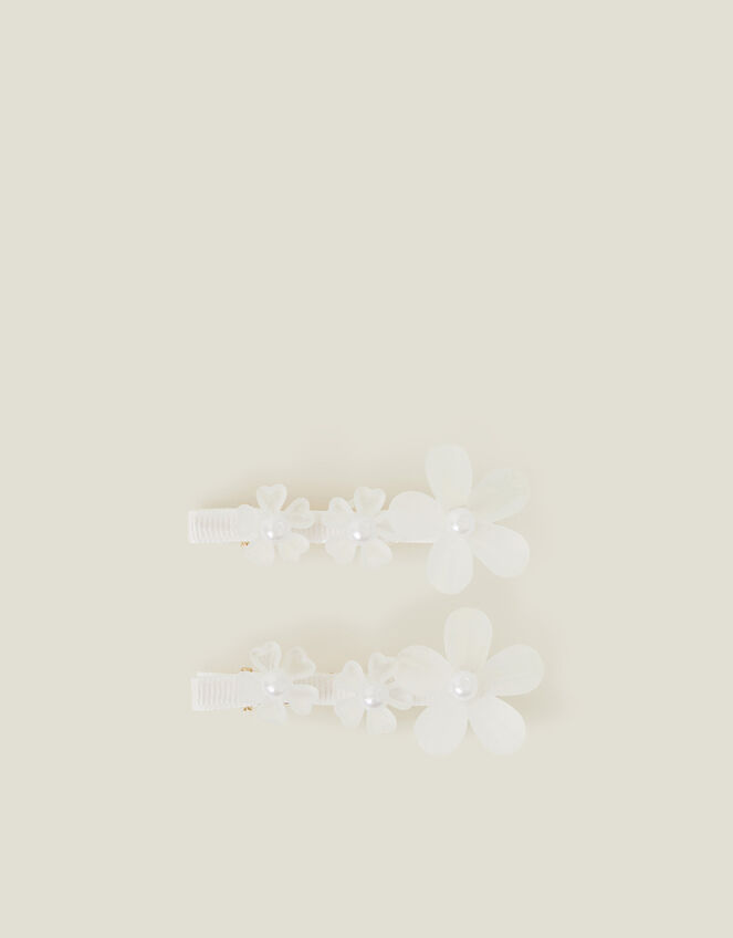 2-Pack Gem Flower Clips, Ivory (IVORY), large