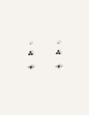 Evil Eye Stud Earrings Set of Three, , large
