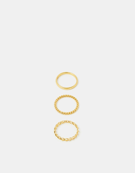3-Pack 14ct Gold-Plated Stacking Rings, Gold (GOLD), large