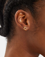 14ct Gold-Plated Quartz Flower Stud Earrings, , large
