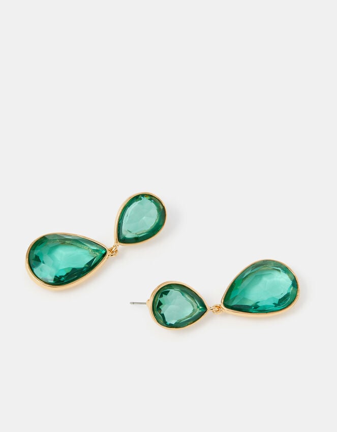Double Gem Teardrop Earrings, , large