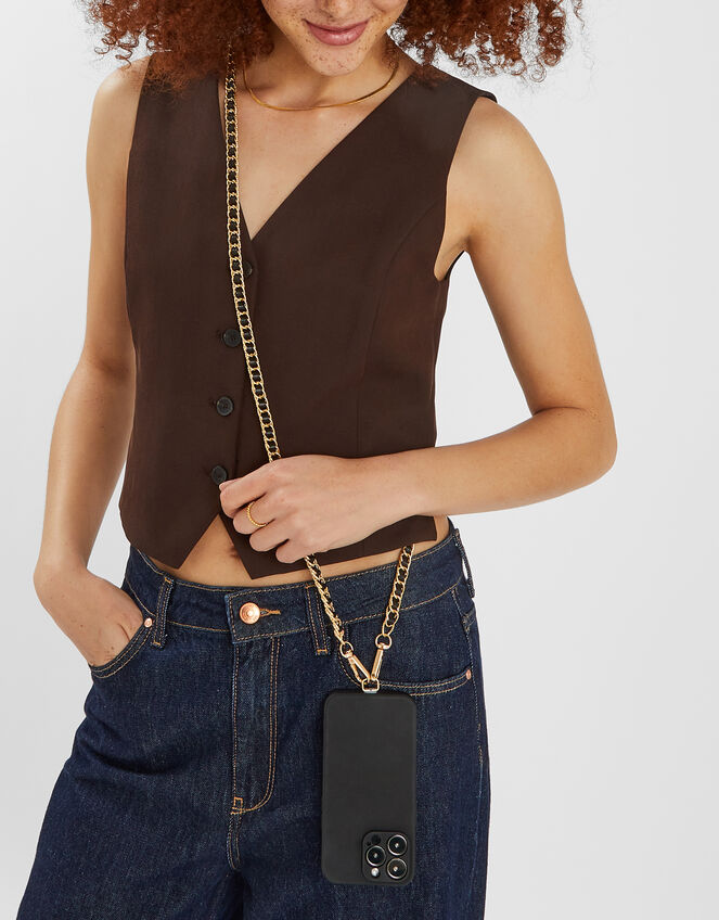 Faux Leather Chain Phone Strap, , large