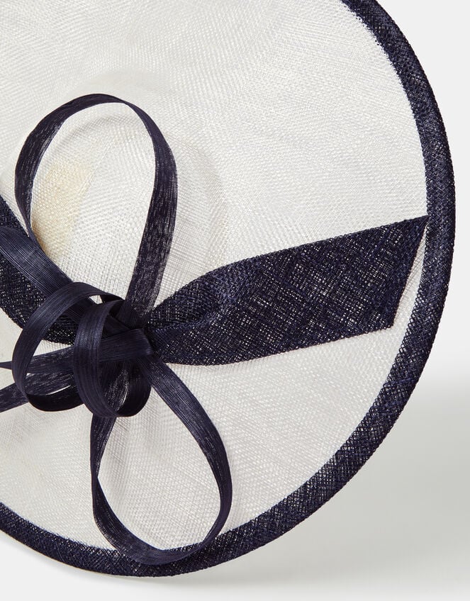 Bow Two Tone Fascinator, Blue (NAVY), large