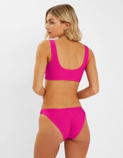 Twist Front Crinkle Bikini Top, Pink (PINK), large