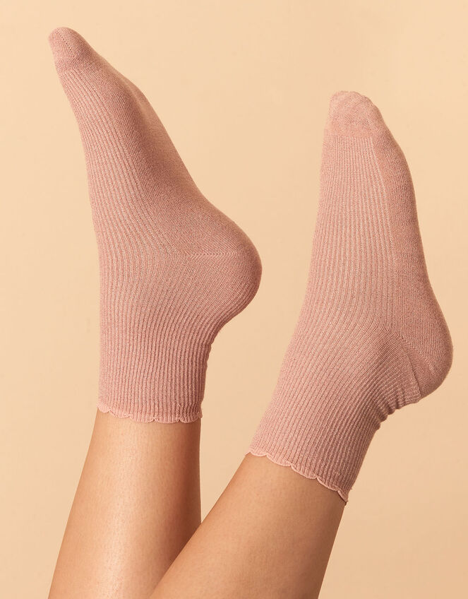 Sparkle Ribbed Socks, Pink (PINK), large