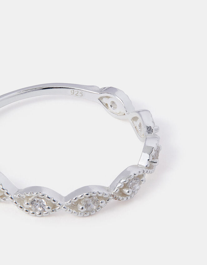 Sterling Silver Sparkle Weave Band Ring, White (ST CRYSTAL), large