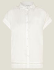 Cap Sleeve Boxy Shirt, White (WHITE), large