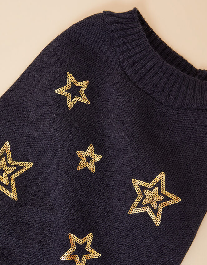 Starry Sky Knit Dog Jumper, Blue (NAVY), large