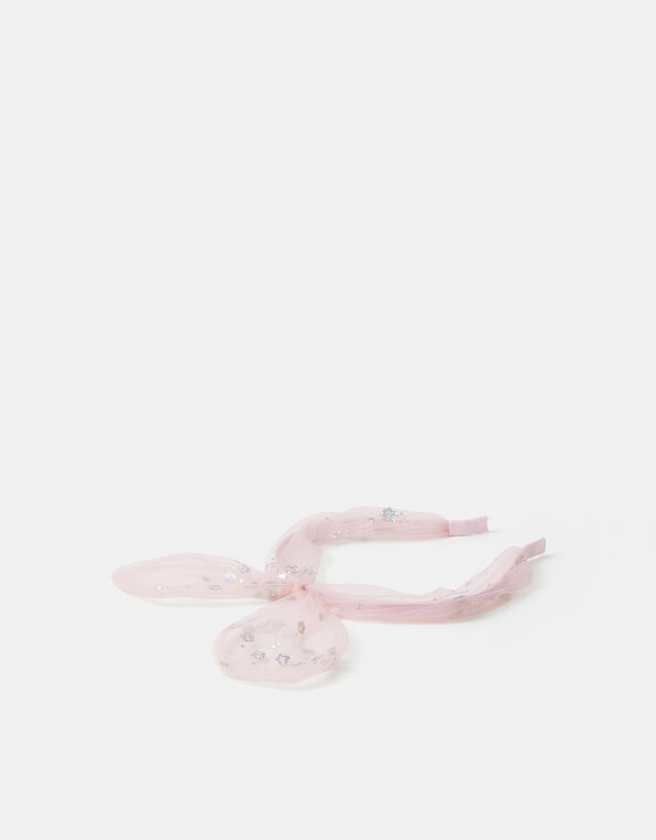 Girls Flower Mesh Bow Headband, , large